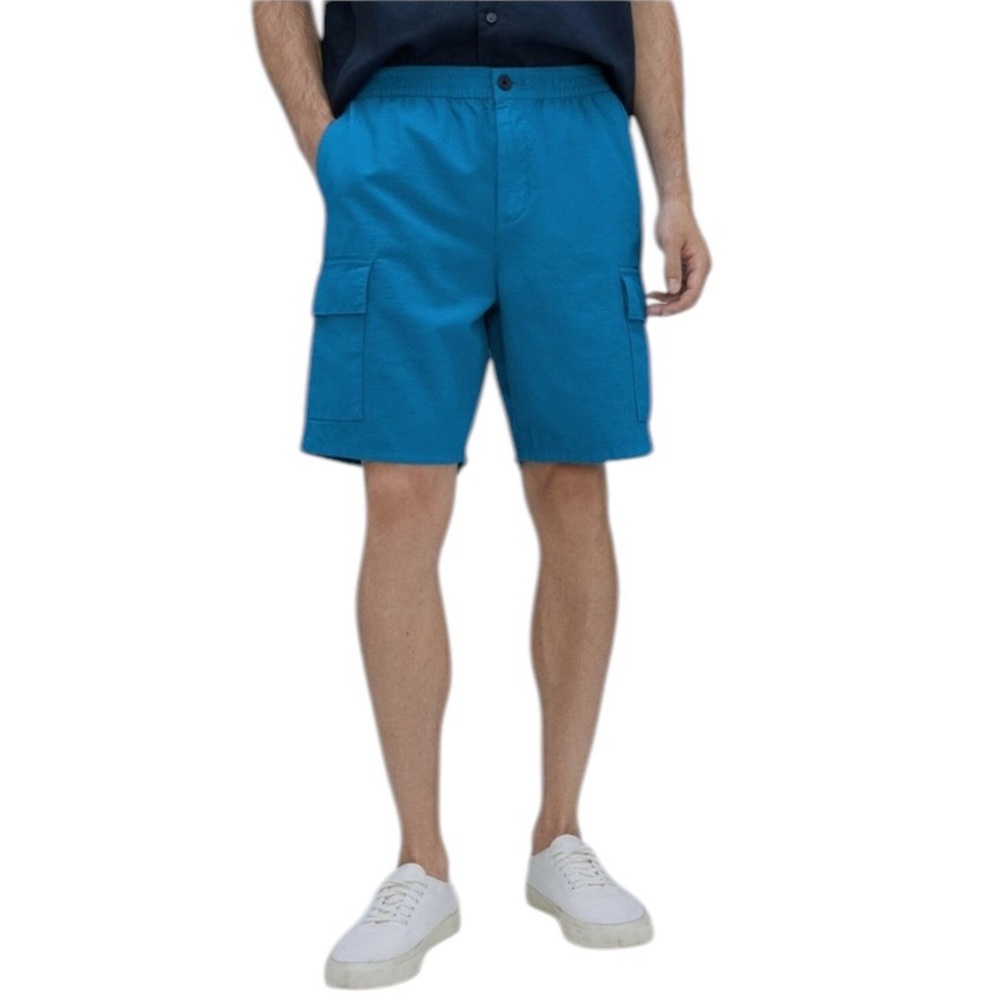 EVERLANE Men's The‎ Organic Cotton Linen Cargo Short in Horizon Blue Size XS